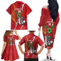 Guyana and Trinbago Cricket Custom Family Matching Off The Shoulder Long Sleeve Dress and Hawaiian Shirt Amazon Warriors Knight Riders Together - Wonder Print Shop