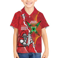 Guyana and Trinbago Cricket Custom Family Matching Off The Shoulder Long Sleeve Dress and Hawaiian Shirt Amazon Warriors Knight Riders Together - Wonder Print Shop