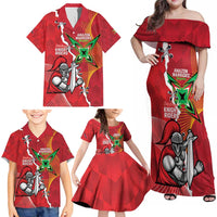 Guyana and Trinbago Cricket Custom Family Matching Off Shoulder Maxi Dress and Hawaiian Shirt Amazon Warriors Knight Riders Together - Wonder Print Shop
