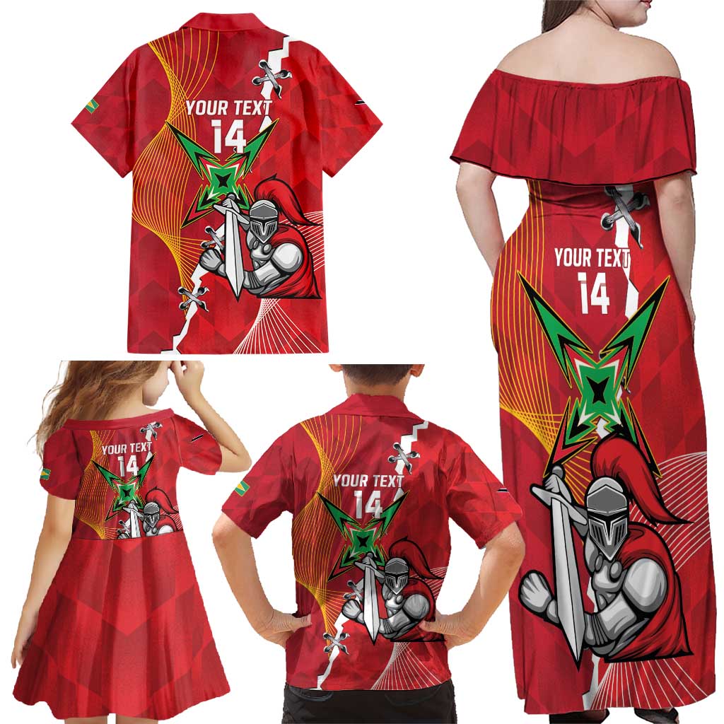 Guyana and Trinbago Cricket Custom Family Matching Off Shoulder Maxi Dress and Hawaiian Shirt Amazon Warriors Knight Riders Together - Wonder Print Shop