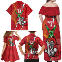 Guyana and Trinbago Cricket Custom Family Matching Off Shoulder Maxi Dress and Hawaiian Shirt Amazon Warriors Knight Riders Together - Wonder Print Shop