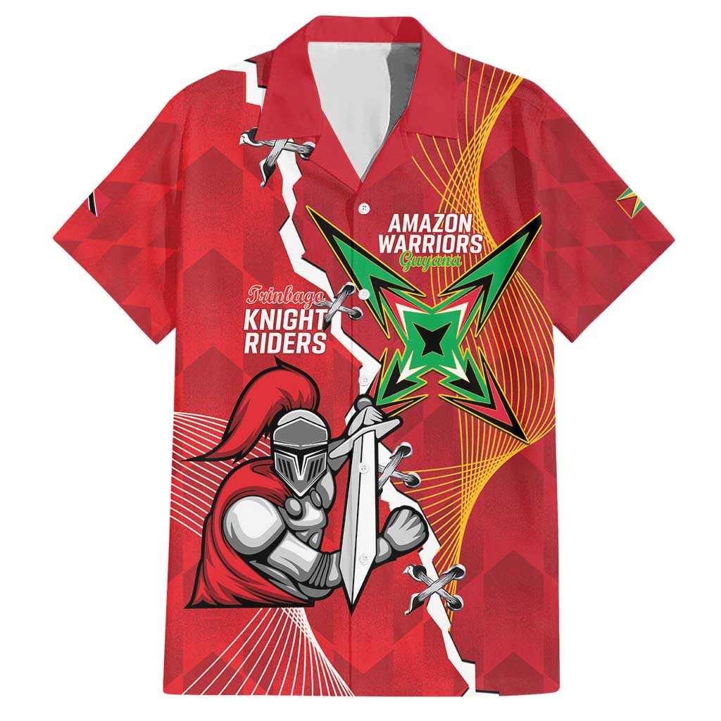 Guyana and Trinbago Cricket Custom Family Matching Short Sleeve Bodycon Dress and Hawaiian Shirt Amazon Warriors Knight Riders Together - Wonder Print Shop