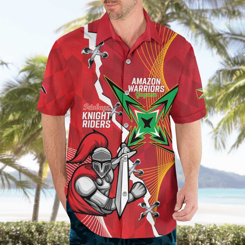 Guyana and Trinbago Cricket Custom Hawaiian Shirt Amazon Warriors Knight Riders Together - Wonder Print Shop