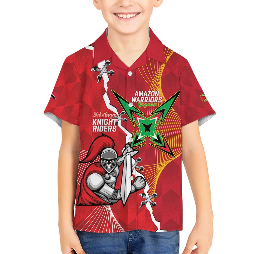 Guyana and Trinbago Cricket Custom Kid Hawaiian Shirt Amazon Warriors Knight Riders Together - Wonder Print Shop