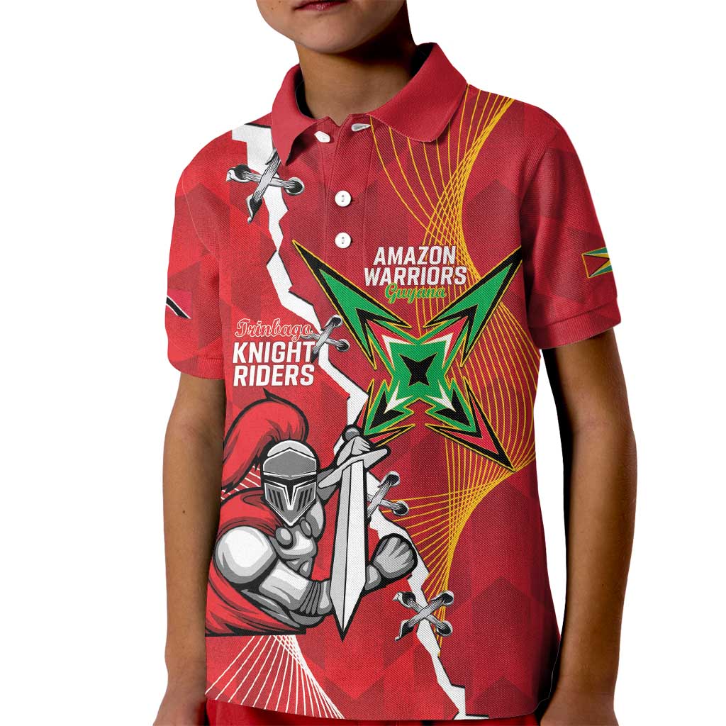 Guyana and Trinbago Cricket Custom Kid Polo Shirt Amazon Warriors Knight Riders Together - Wonder Print Shop