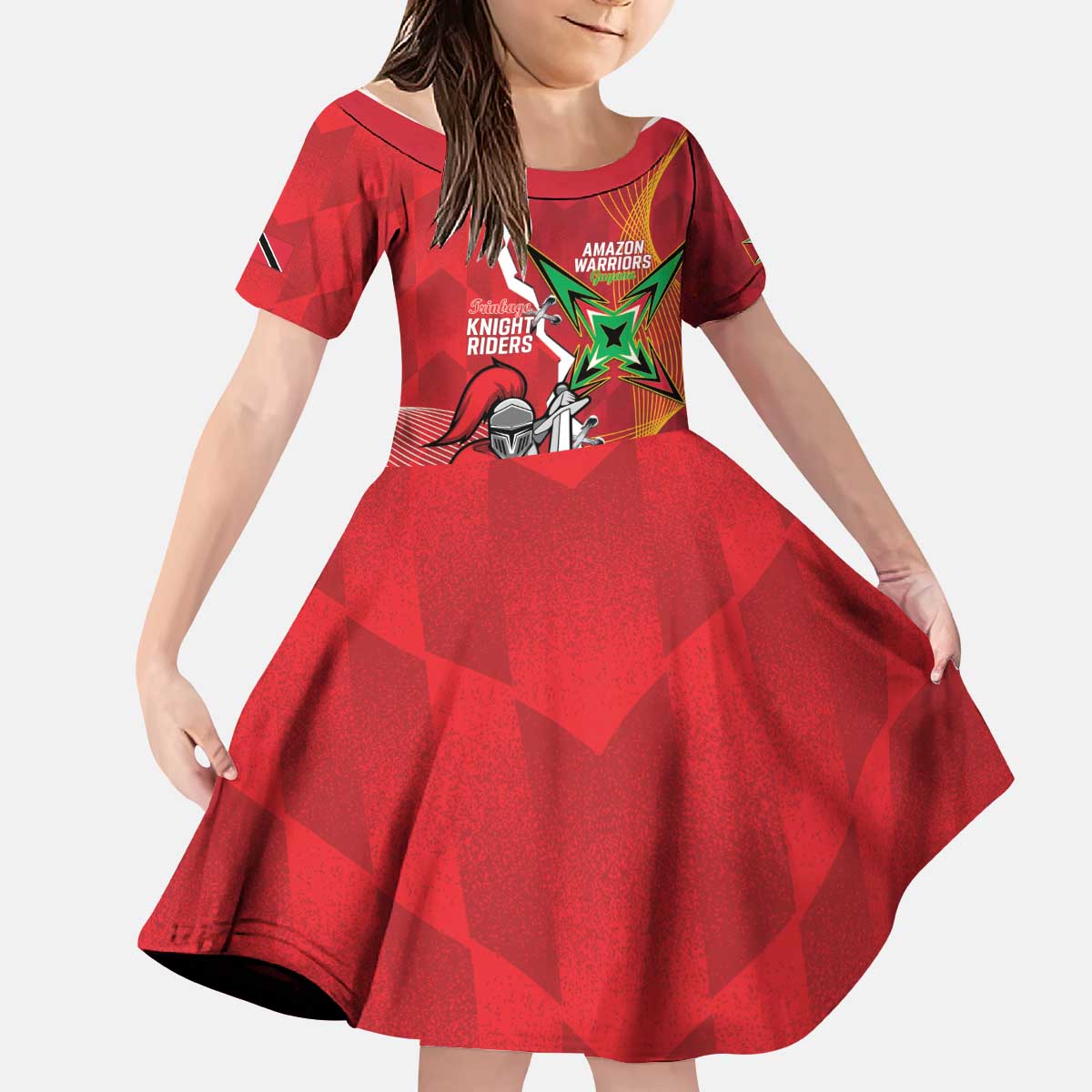 Guyana and Trinbago Cricket Custom Kid Short Sleeve Dress Amazon Warriors Knight Riders Together - Wonder Print Shop