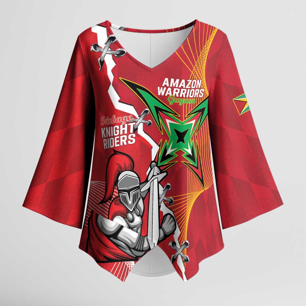 Guyana and Trinbago Cricket Custom Kimono Sleeve Blouse Amazon Warriors Knight Riders Together - Wonder Print Shop