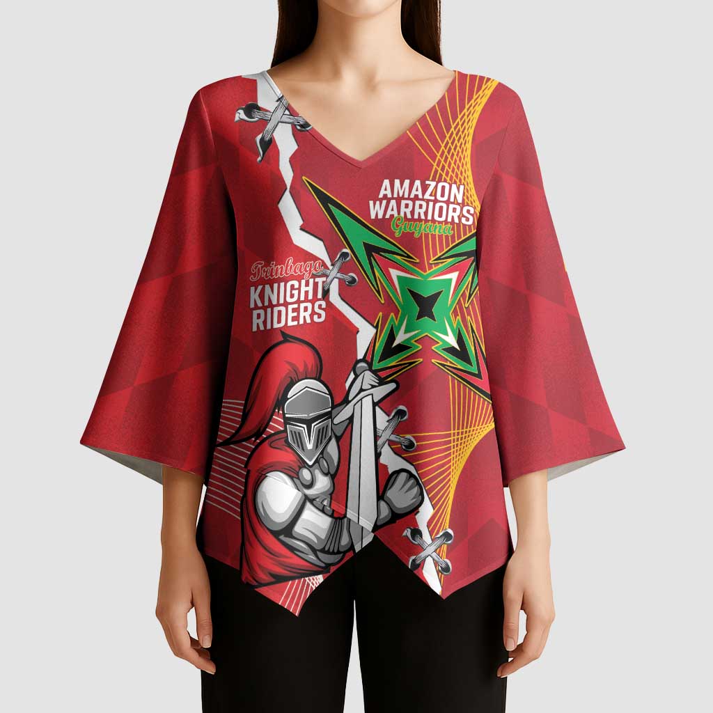 Guyana and Trinbago Cricket Custom Kimono Sleeve Blouse Amazon Warriors Knight Riders Together - Wonder Print Shop