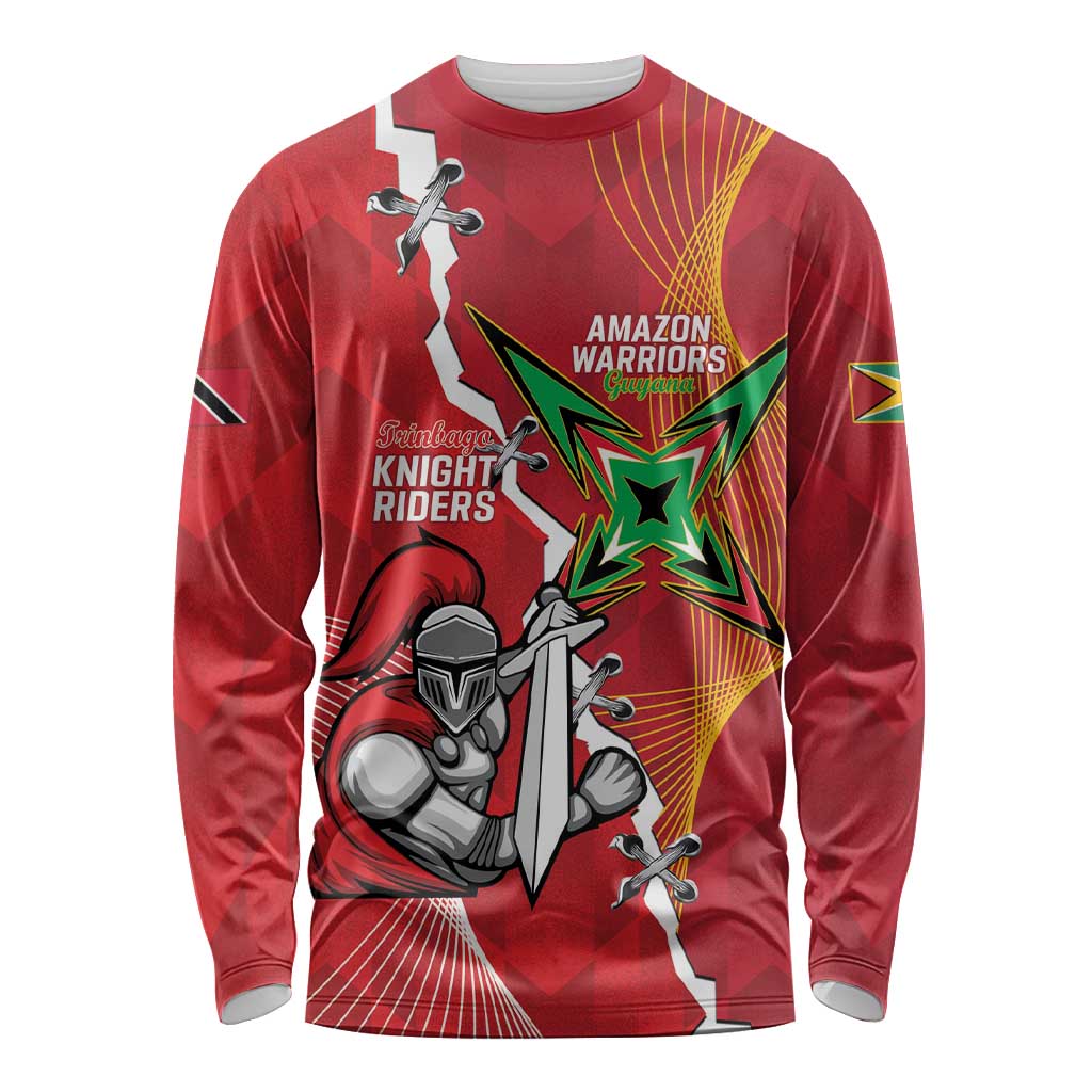 Guyana and Trinbago Cricket Custom Long Sleeve Shirt Amazon Warriors Knight Riders Together - Wonder Print Shop