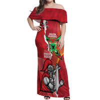Guyana and Trinbago Cricket Custom Off Shoulder Maxi Dress Amazon Warriors Knight Riders Together - Wonder Print Shop