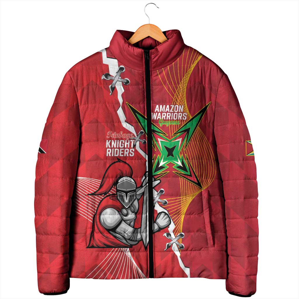 Guyana and Trinbago Cricket Custom Padded Jacket Amazon Warriors Knight Riders Together - Wonder Print Shop