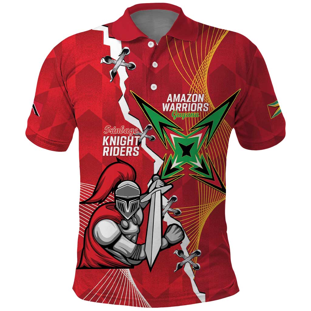 Guyana and Trinbago Cricket Custom Polo Shirt Amazon Warriors Knight Riders Together - Wonder Print Shop