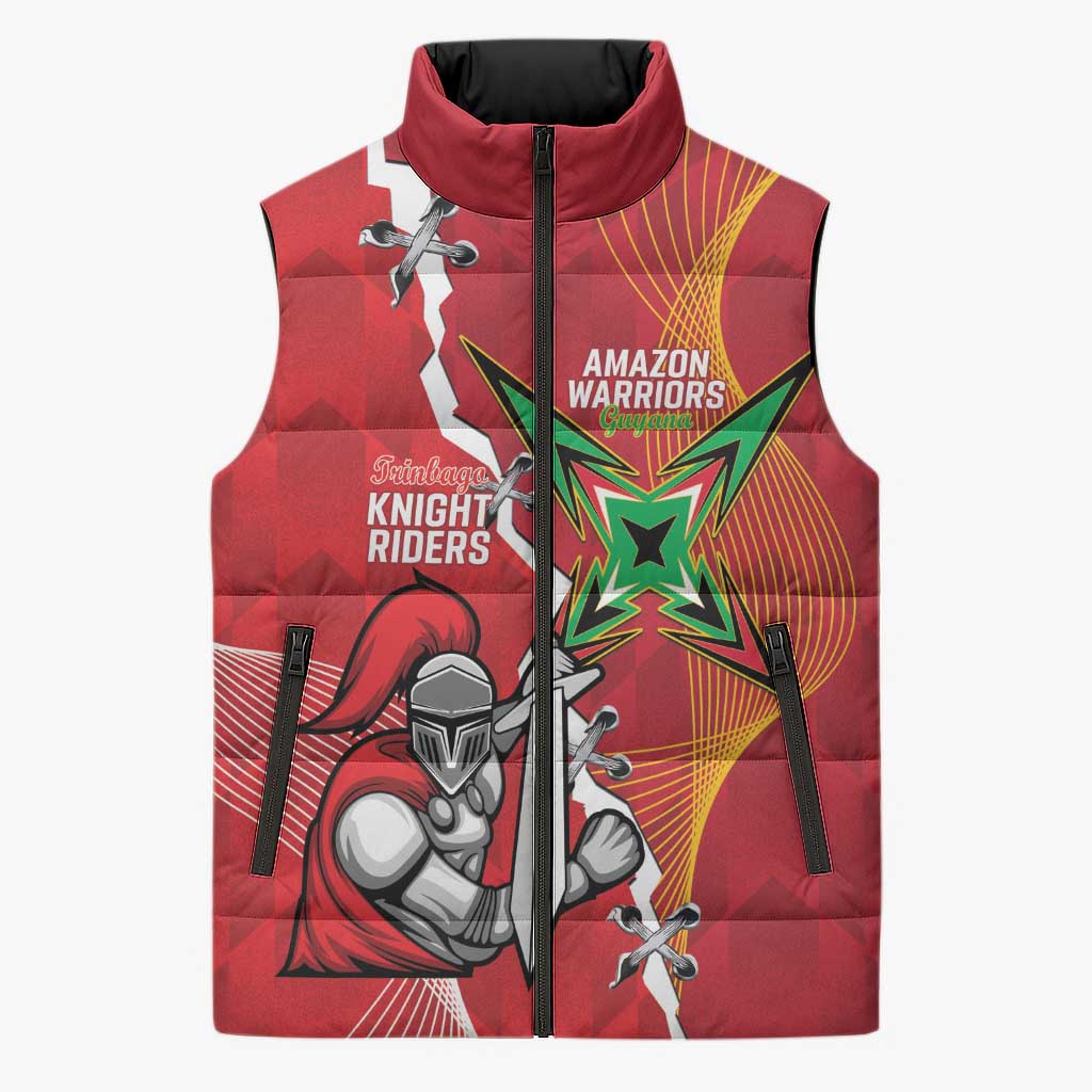 Guyana and Trinbago Cricket Custom Sleeveless Puffer Jacket Amazon Warriors Knight Riders Together - Wonder Print Shop