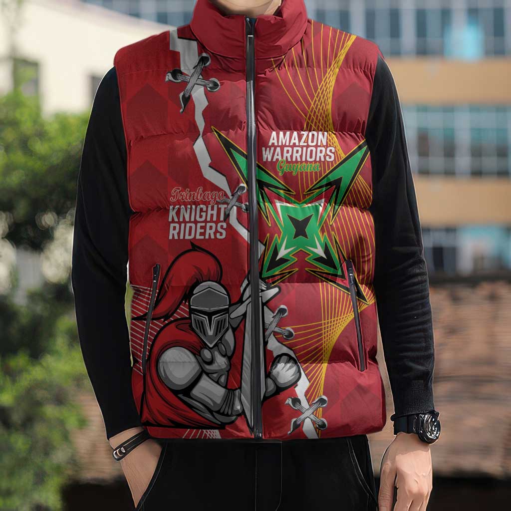 Guyana and Trinbago Cricket Custom Sleeveless Puffer Jacket Amazon Warriors Knight Riders Together - Wonder Print Shop