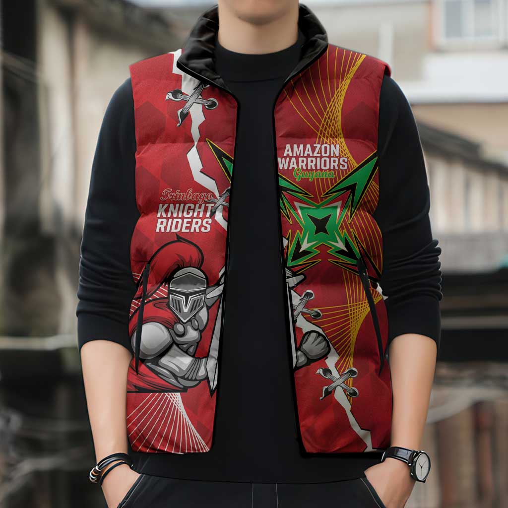 Guyana and Trinbago Cricket Custom Sleeveless Puffer Jacket Amazon Warriors Knight Riders Together - Wonder Print Shop