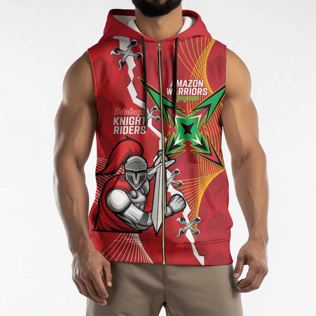 Guyana and Trinbago Cricket Custom Sleeveless Zip Hoodie Amazon Warriors Knight Riders Together - Wonder Print Shop