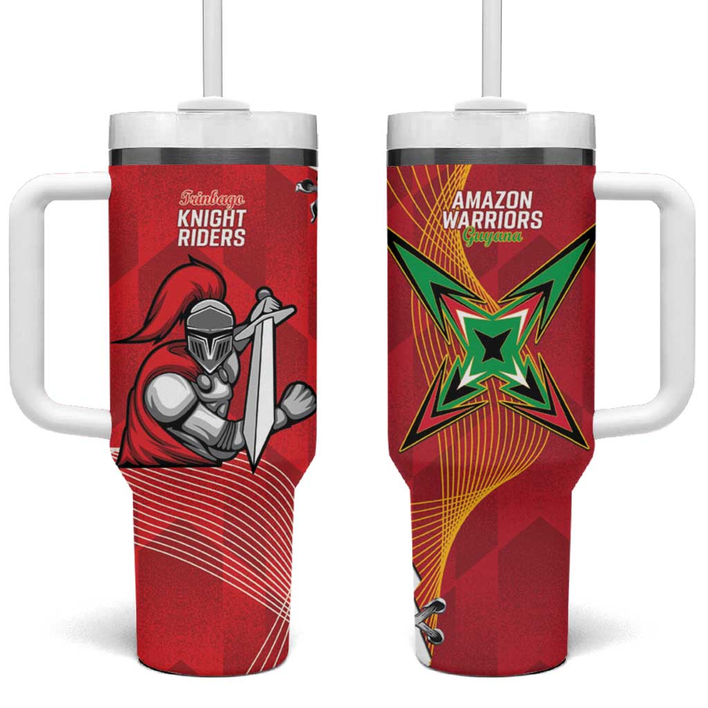 Guyana and Trinbago Cricket Tumbler With Handle Amazon Warriors Knight Riders Together - Wonder Print Shop