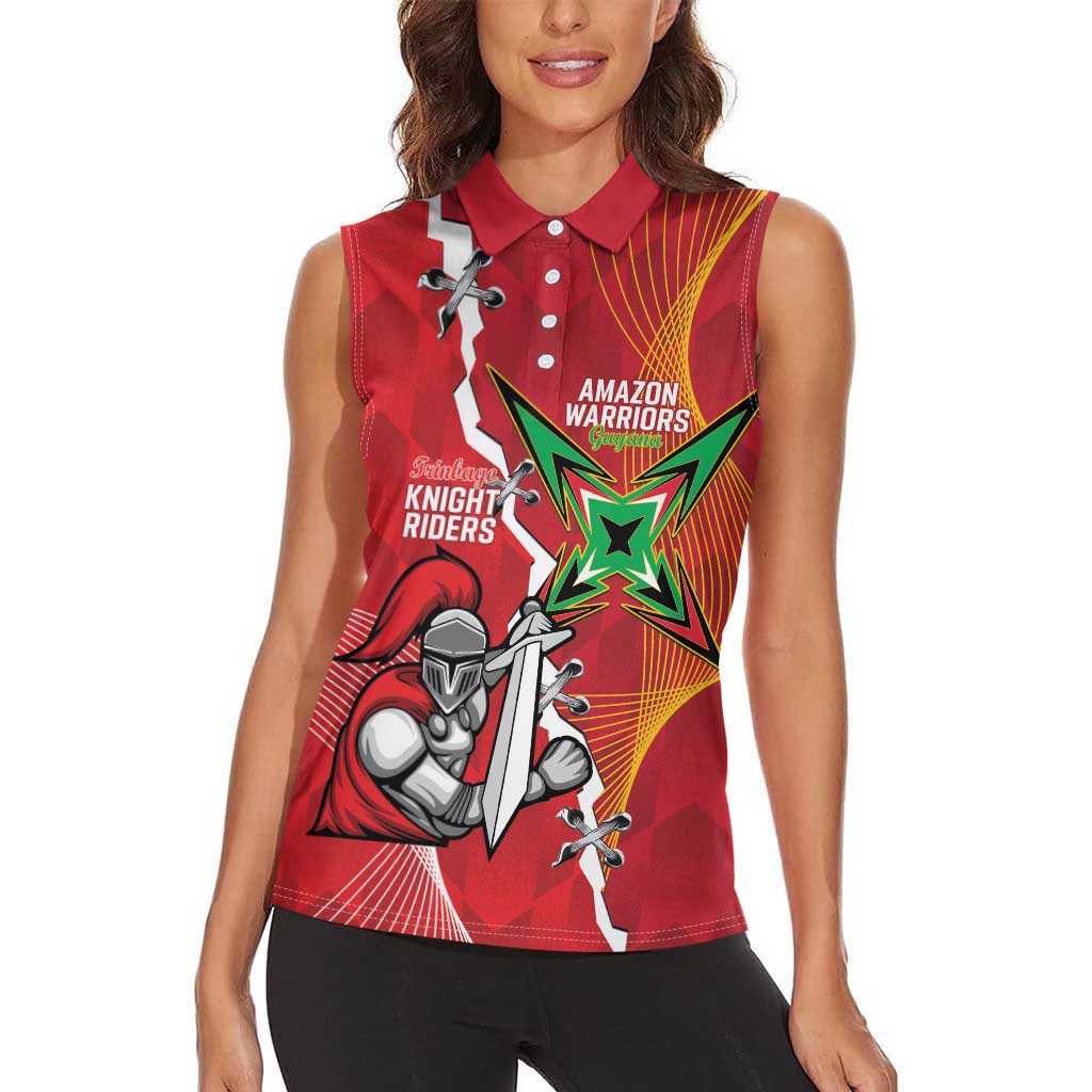 Guyana and Trinbago Cricket Custom Women Sleeveless Polo Shirt Amazon Warriors Knight Riders Together - Wonder Print Shop