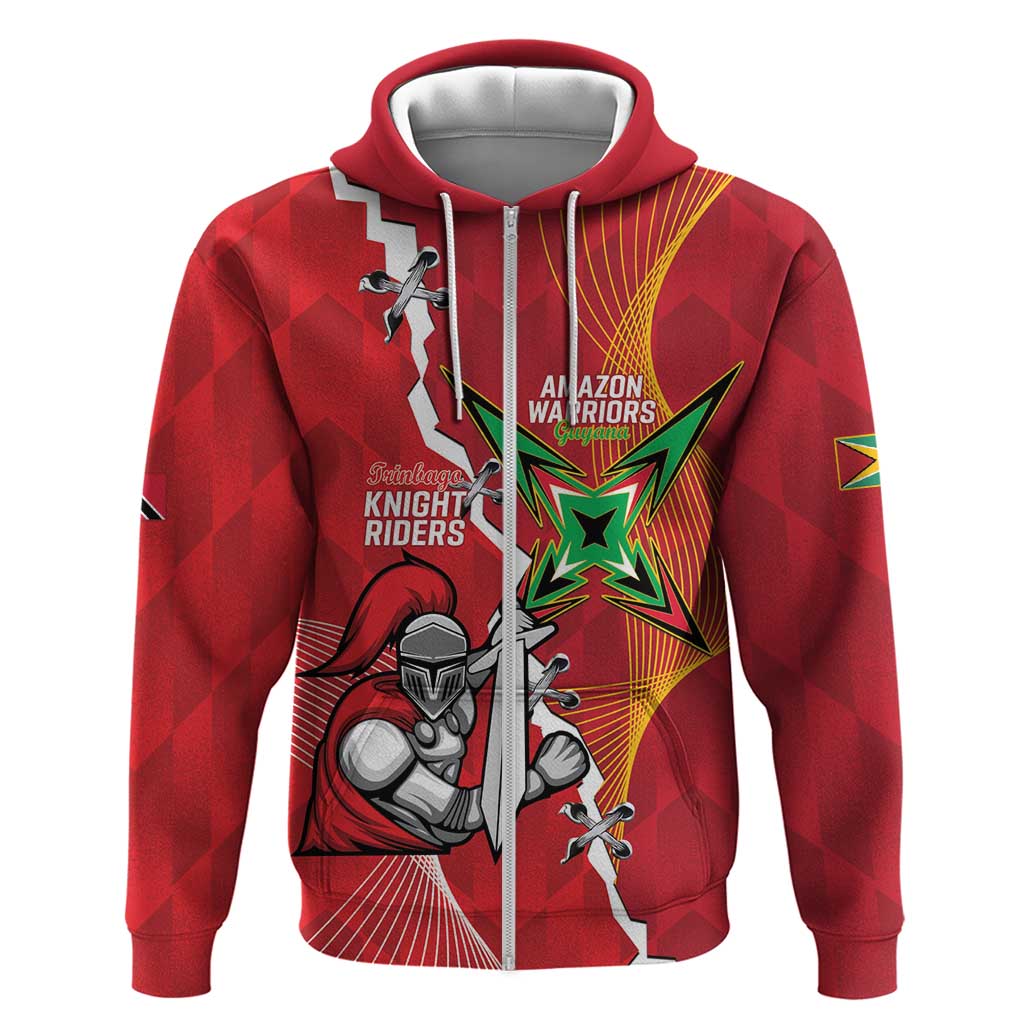 Guyana and Trinbago Cricket Custom Zip Hoodie Amazon Warriors Knight Riders Together - Wonder Print Shop