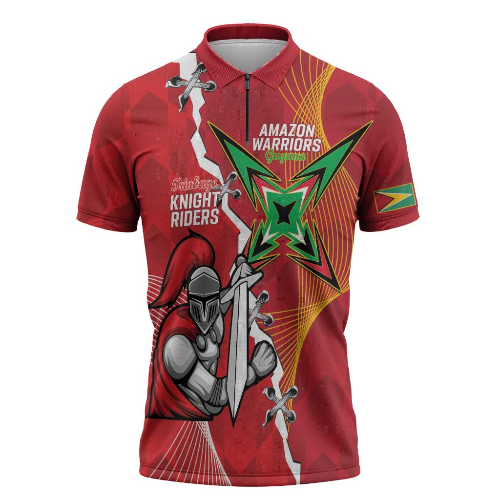 Guyana and Trinbago Cricket Custom Zipper Polo Shirt Amazon Warriors Knight Riders Together - Wonder Print Shop