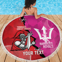 Barbados and Trinbago Cricket Personalized Beach Blanket Royals Knight Riders Together - Wonder Print Shop