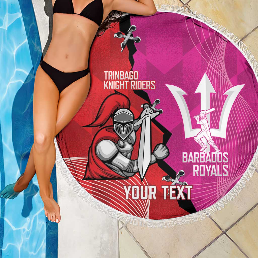 Barbados and Trinbago Cricket Personalized Beach Blanket Royals Knight Riders Together - Wonder Print Shop