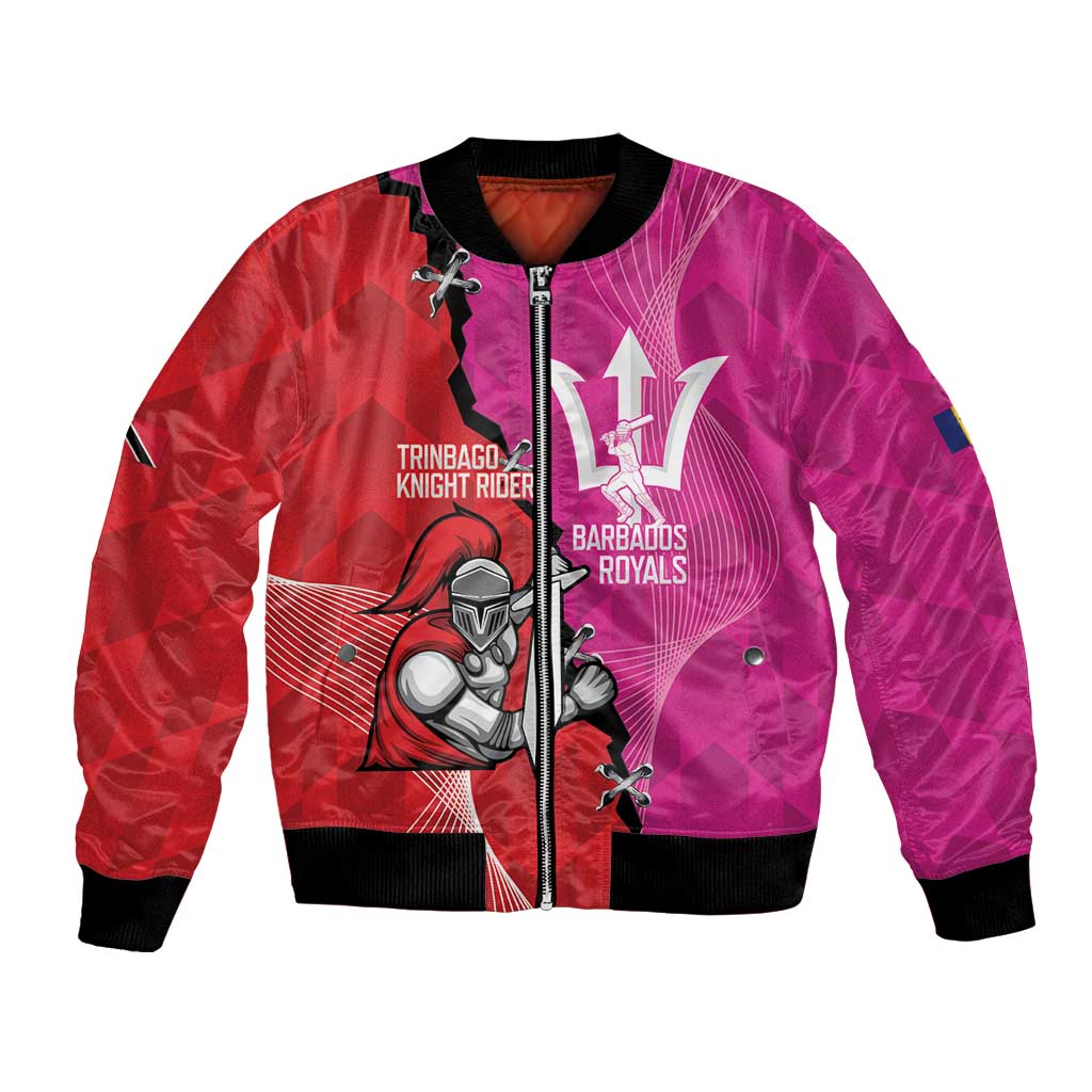 Barbados and Trinbago Cricket Personalized Bomber Jacket Royals Knight Riders Together - Wonder Print Shop