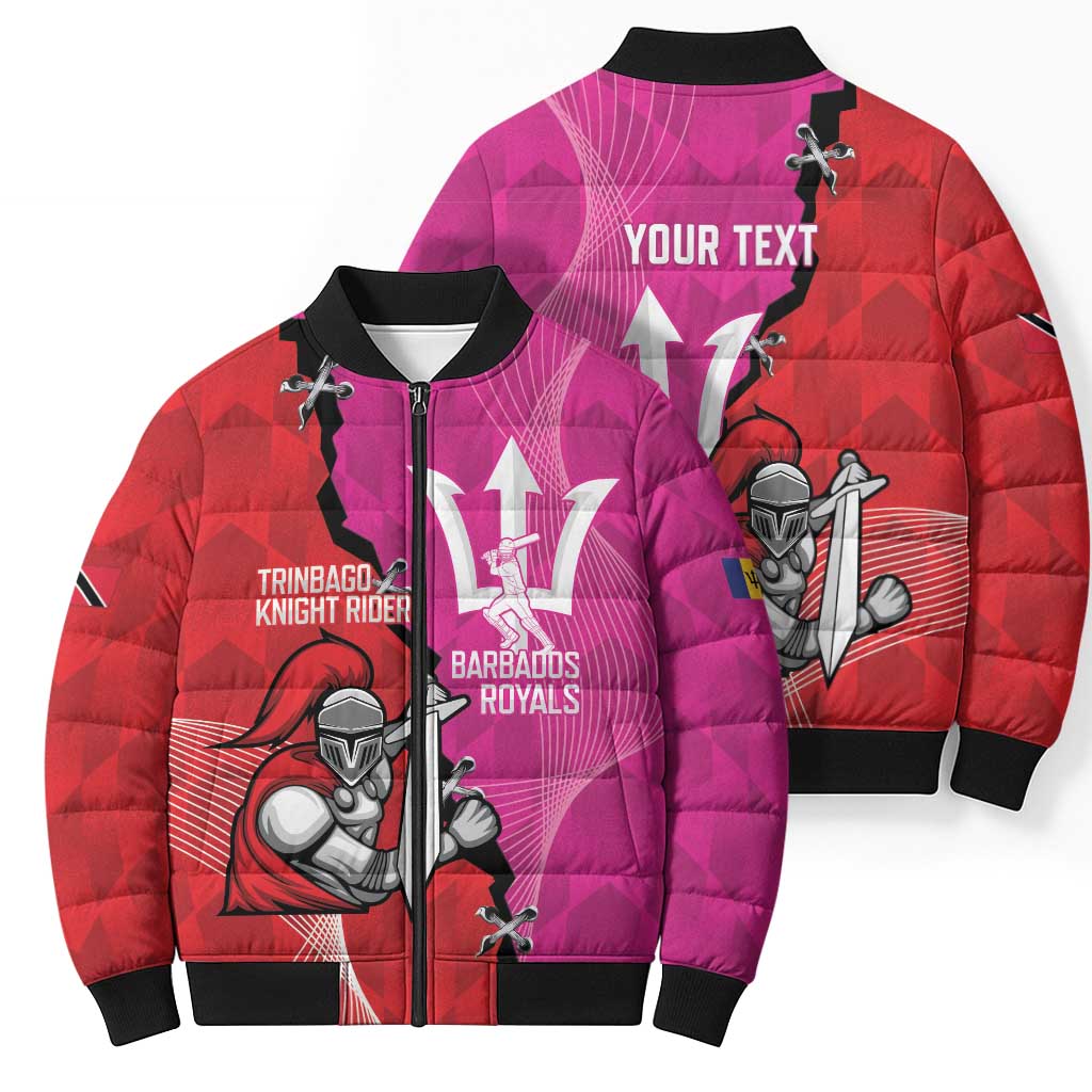 Barbados and Trinbago Cricket Personalized Bomber Puffer Jacket Royals Knight Riders Together - Wonder Print Shop