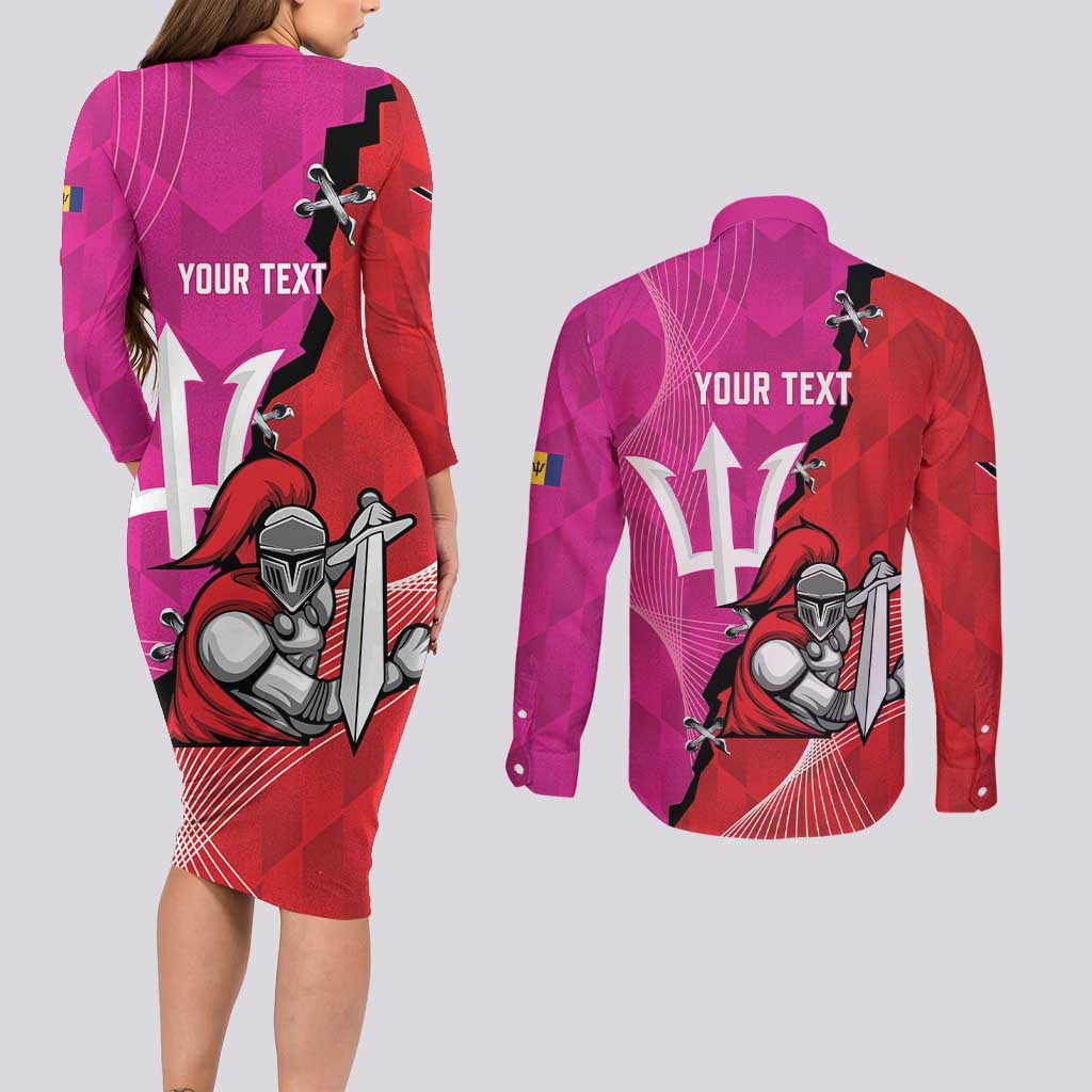 Barbados and Trinbago Cricket Personalized Couples Matching Long Sleeve Bodycon Dress and Long Sleeve Button Shirt Royals Knight Riders Together - Wonder Print Shop