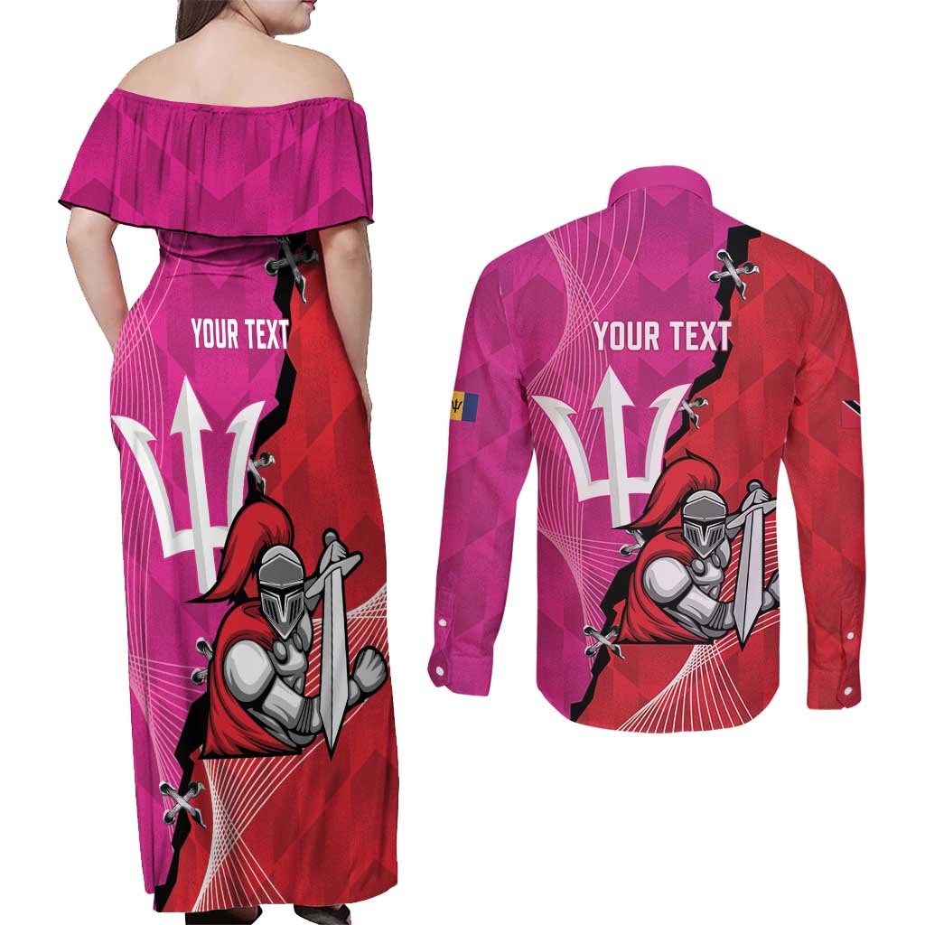 Barbados and Trinbago Cricket Personalized Couples Matching Off Shoulder Maxi Dress and Long Sleeve Button Shirt Royals Knight Riders Together - Wonder Print Shop
