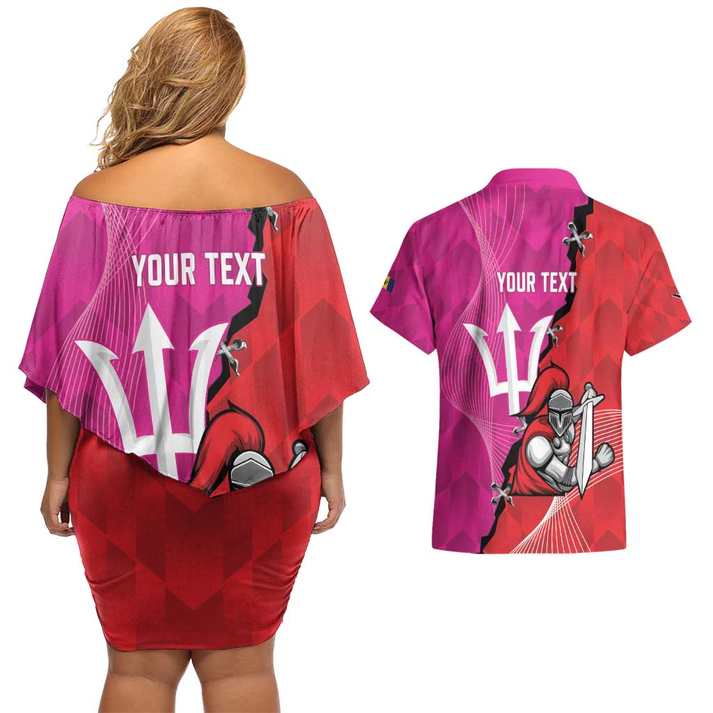 Barbados and Trinbago Cricket Personalized Couples Matching Off Shoulder Short Dress and Hawaiian Shirt Royals Knight Riders Together - Wonder Print Shop