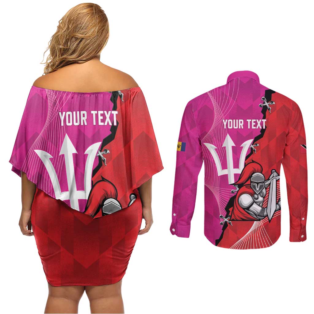 Barbados and Trinbago Cricket Personalized Couples Matching Off Shoulder Short Dress and Long Sleeve Button Shirt Royals Knight Riders Together - Wonder Print Shop