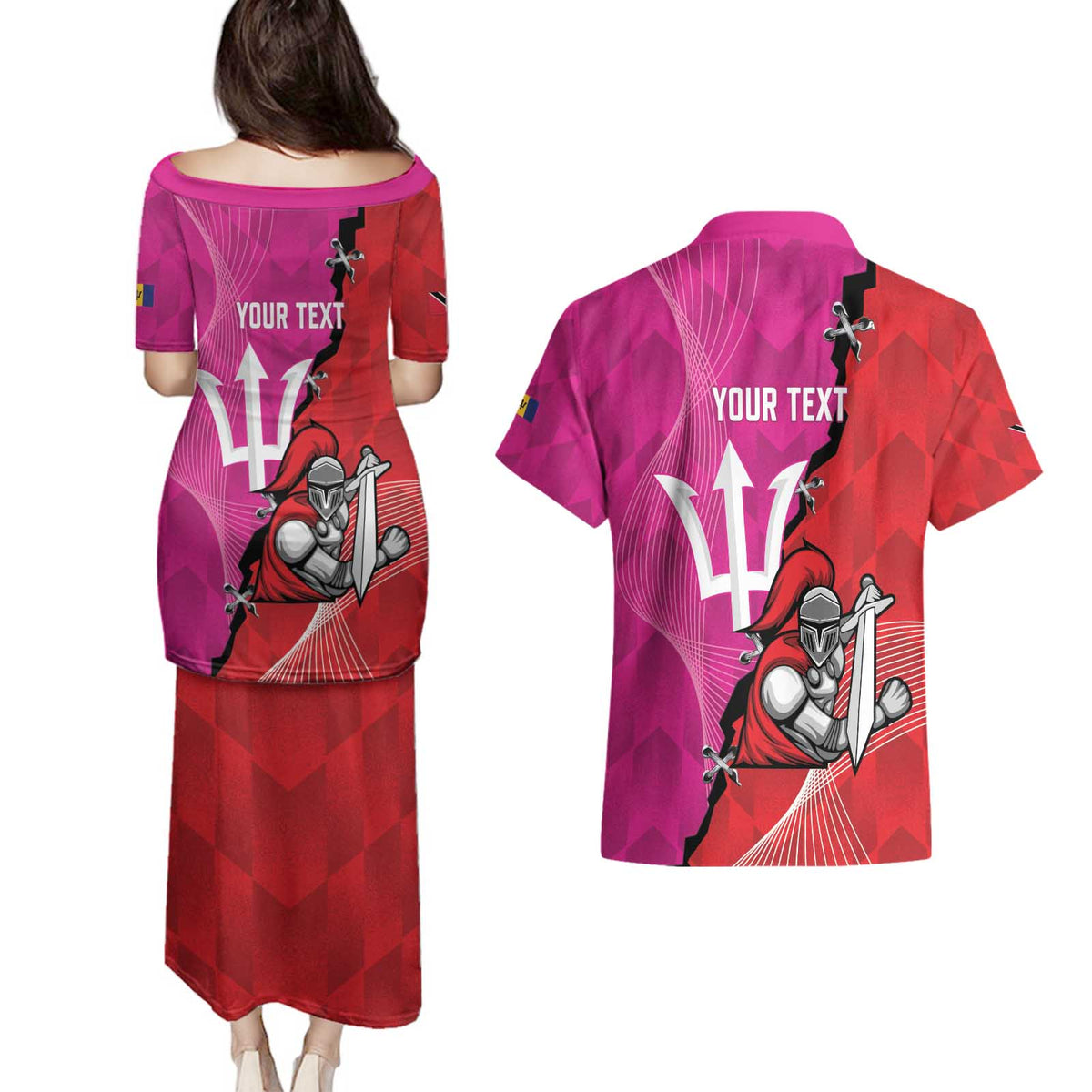 Barbados and Trinbago Cricket Personalized Couples Matching Puletasi and Hawaiian Shirt Royals Knight Riders Together - Wonder Print Shop