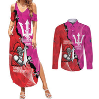 Barbados and Trinbago Cricket Personalized Couples Matching Summer Maxi Dress and Long Sleeve Button Shirt Royals Knight Riders Together - Wonder Print Shop