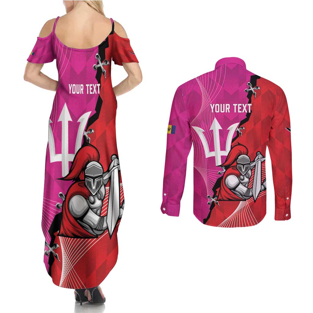 Barbados and Trinbago Cricket Personalized Couples Matching Summer Maxi Dress and Long Sleeve Button Shirt Royals Knight Riders Together - Wonder Print Shop
