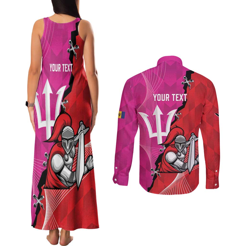 Barbados and Trinbago Cricket Personalized Couples Matching Tank Maxi Dress and Long Sleeve Button Shirt Royals Knight Riders Together - Wonder Print Shop