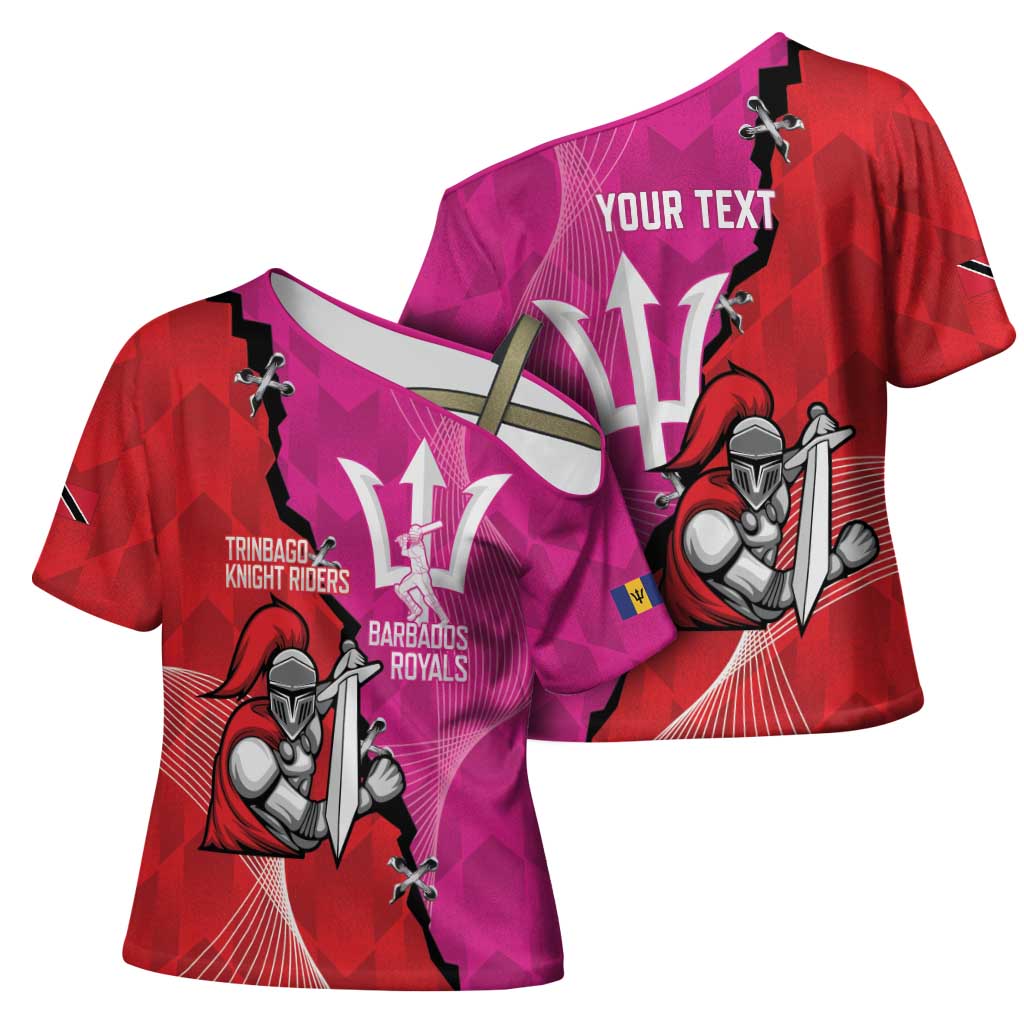 Barbados and Trinbago Cricket Personalized Cross Shoulder Shirt Royals Knight Riders Together - Wonder Print Shop