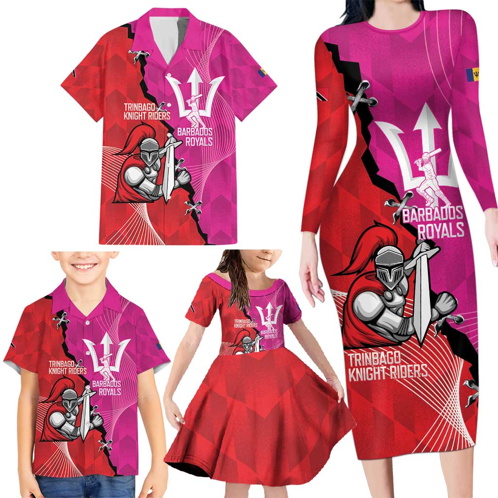 Barbados and Trinbago Cricket Personalized Family Matching Long Sleeve Bodycon Dress and Hawaiian Shirt Royals Knight Riders Together - Wonder Print Shop