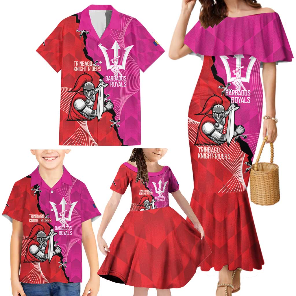 Barbados and Trinbago Cricket Personalized Family Matching Mermaid Dress and Hawaiian Shirt Royals Knight Riders Together - Wonder Print Shop