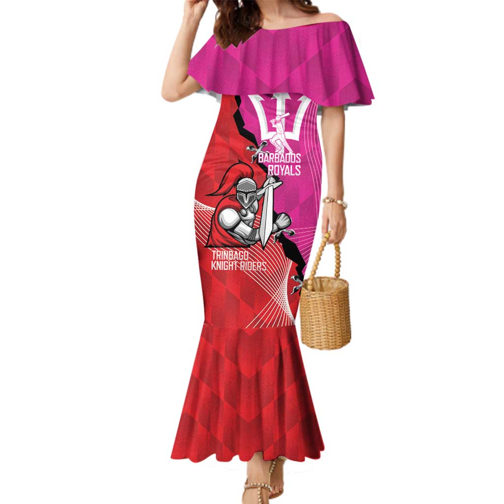 Barbados and Trinbago Cricket Personalized Family Matching Mermaid Dress and Hawaiian Shirt Royals Knight Riders Together - Wonder Print Shop