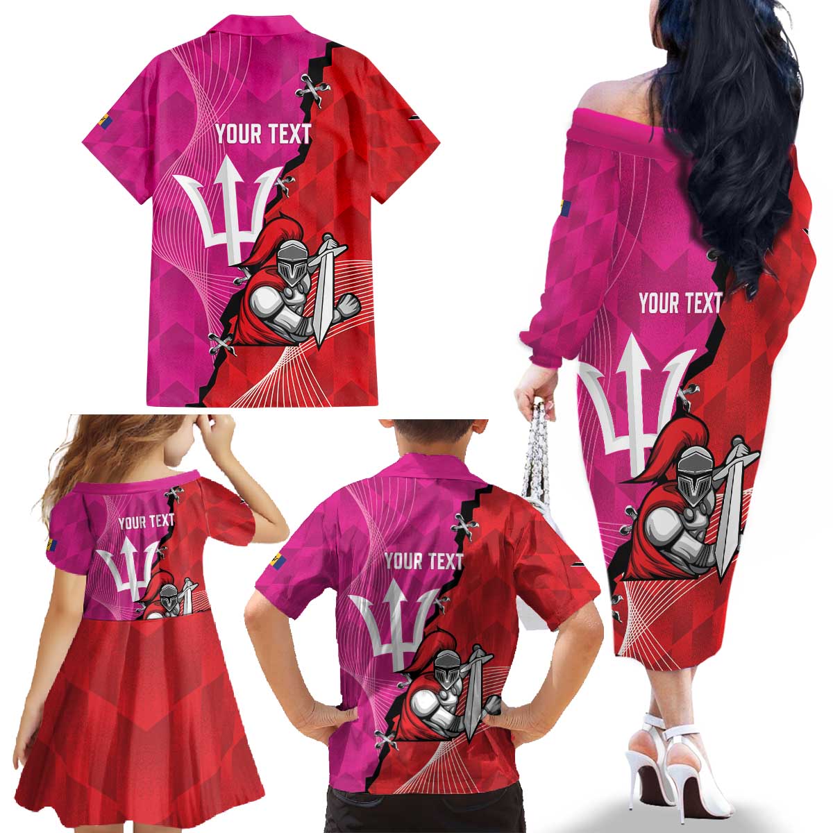 Barbados and Trinbago Cricket Personalized Family Matching Off The Shoulder Long Sleeve Dress and Hawaiian Shirt Royals Knight Riders Together - Wonder Print Shop