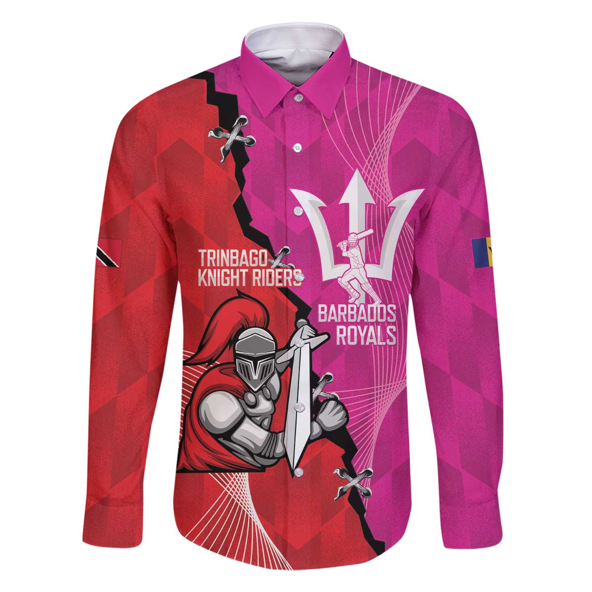 Barbados and Trinbago Cricket Personalized Family Matching Off The Shoulder Long Sleeve Dress and Hawaiian Shirt Royals Knight Riders Together - Wonder Print Shop