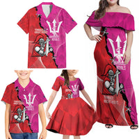 Barbados and Trinbago Cricket Personalized Family Matching Off Shoulder Maxi Dress and Hawaiian Shirt Royals Knight Riders Together - Wonder Print Shop