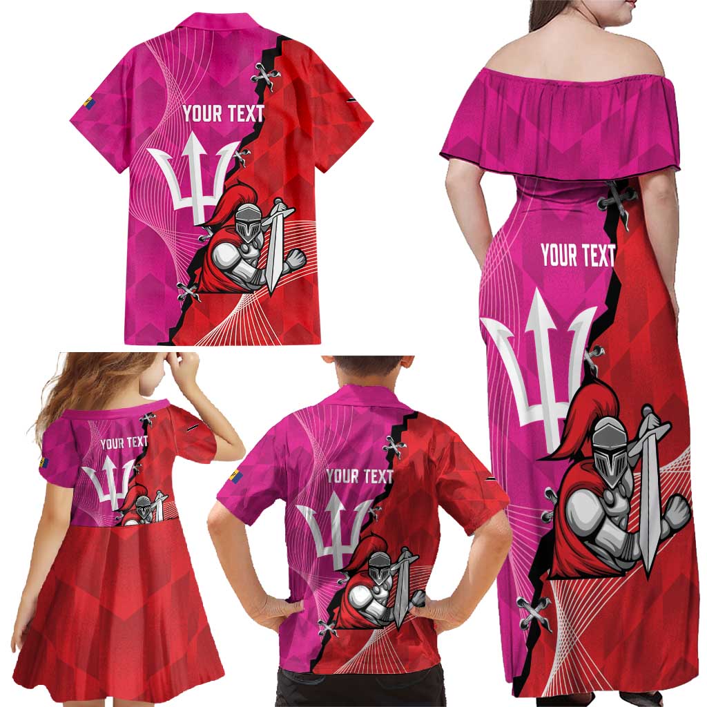 Barbados and Trinbago Cricket Personalized Family Matching Off Shoulder Maxi Dress and Hawaiian Shirt Royals Knight Riders Together - Wonder Print Shop
