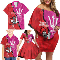 Barbados and Trinbago Cricket Personalized Family Matching Off Shoulder Short Dress and Hawaiian Shirt Royals Knight Riders Together - Wonder Print Shop