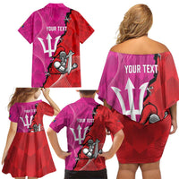 Barbados and Trinbago Cricket Personalized Family Matching Off Shoulder Short Dress and Hawaiian Shirt Royals Knight Riders Together - Wonder Print Shop