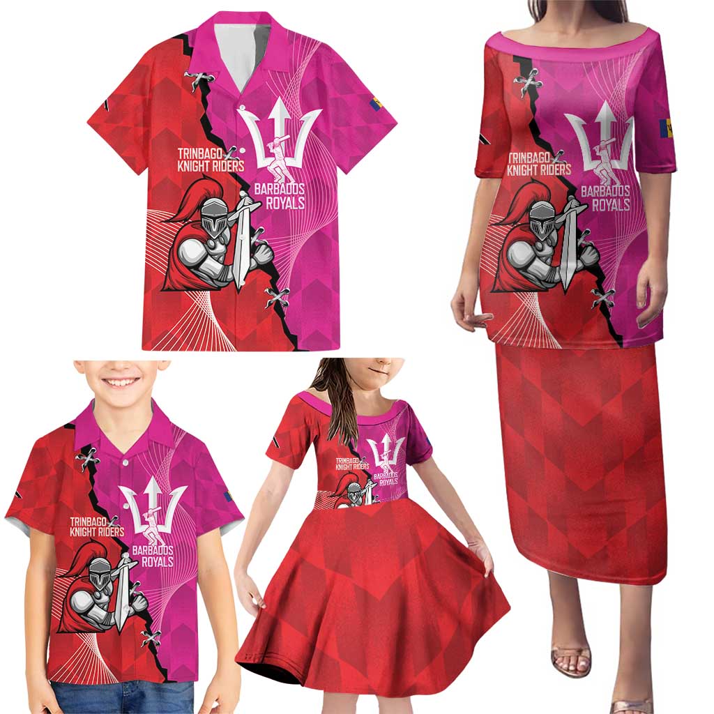 Barbados and Trinbago Cricket Personalized Family Matching Puletasi and Hawaiian Shirt Royals Knight Riders Together - Wonder Print Shop