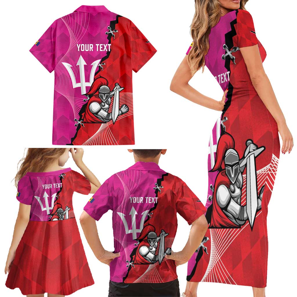 Barbados and Trinbago Cricket Personalized Family Matching Short Sleeve Bodycon Dress and Hawaiian Shirt Royals Knight Riders Together - Wonder Print Shop