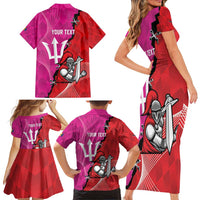 Barbados and Trinbago Cricket Personalized Family Matching Short Sleeve Bodycon Dress and Hawaiian Shirt Royals Knight Riders Together - Wonder Print Shop