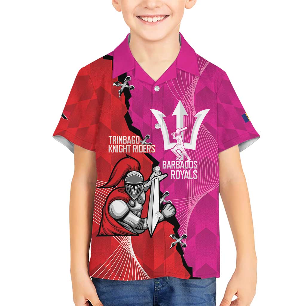 Barbados and Trinbago Cricket Personalized Kid Hawaiian Shirt Royals Knight Riders Together - Wonder Print Shop